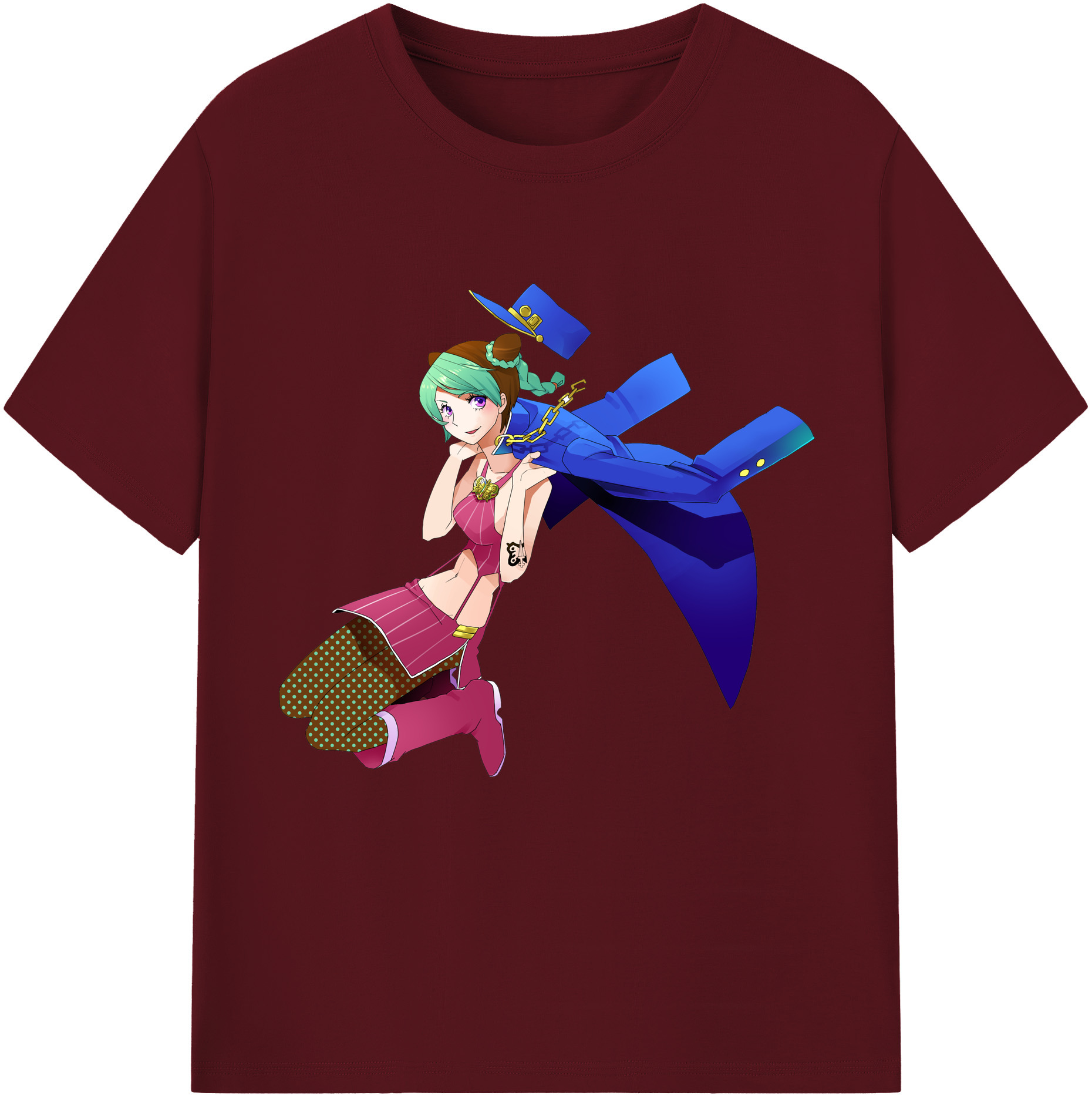 （画像用） "ジョジョの奇妙な冒険 くうじょう ジョリーン JoJo's Bizarre Adventure Jolyne Cujoh " 綿100％半袖Tシャツ（フロントプリント）